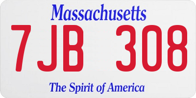 MA license plate 7JB308