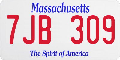 MA license plate 7JB309