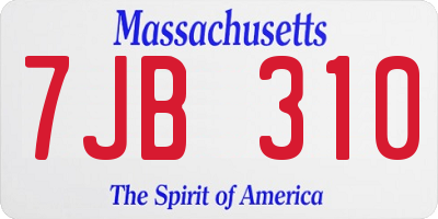 MA license plate 7JB310