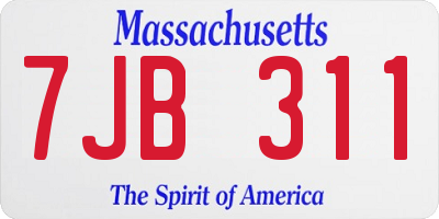 MA license plate 7JB311