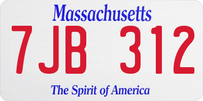MA license plate 7JB312