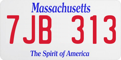 MA license plate 7JB313