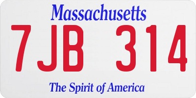 MA license plate 7JB314