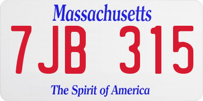 MA license plate 7JB315