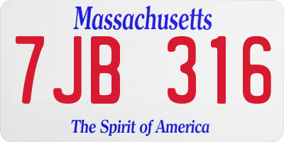MA license plate 7JB316