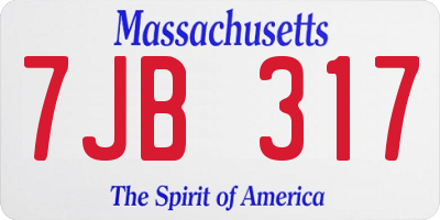 MA license plate 7JB317