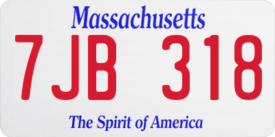MA license plate 7JB318
