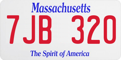 MA license plate 7JB320