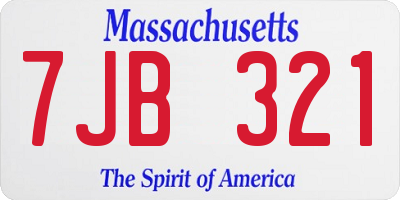 MA license plate 7JB321