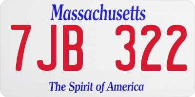 MA license plate 7JB322
