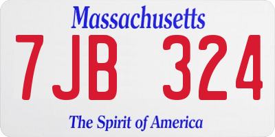 MA license plate 7JB324