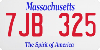MA license plate 7JB325