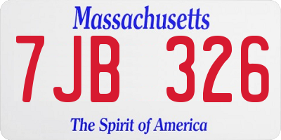 MA license plate 7JB326