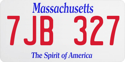 MA license plate 7JB327