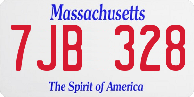 MA license plate 7JB328