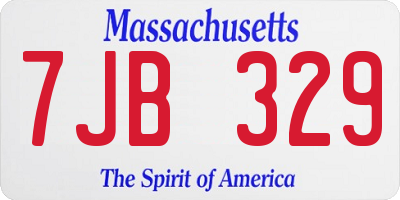 MA license plate 7JB329