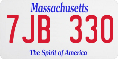MA license plate 7JB330