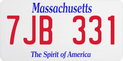 MA license plate 7JB331