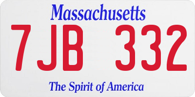 MA license plate 7JB332