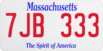 MA license plate 7JB333