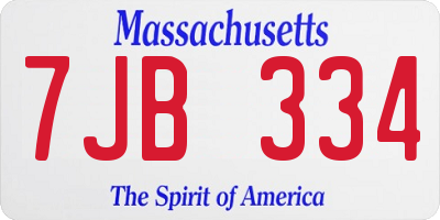 MA license plate 7JB334