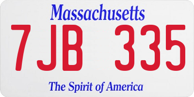 MA license plate 7JB335