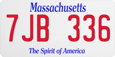 MA license plate 7JB336