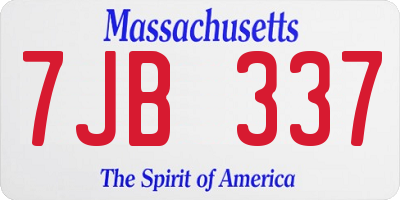 MA license plate 7JB337