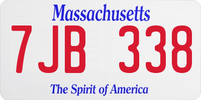MA license plate 7JB338
