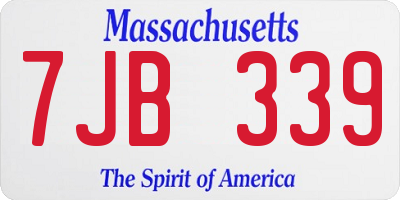 MA license plate 7JB339