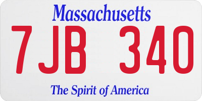 MA license plate 7JB340