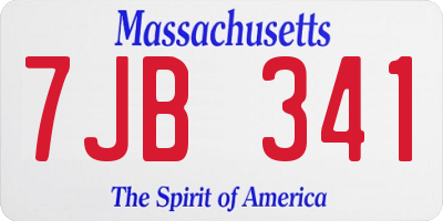 MA license plate 7JB341