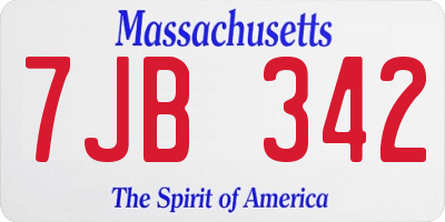 MA license plate 7JB342
