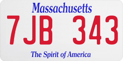 MA license plate 7JB343