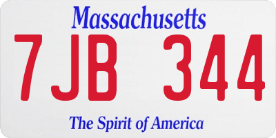 MA license plate 7JB344