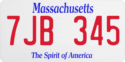 MA license plate 7JB345