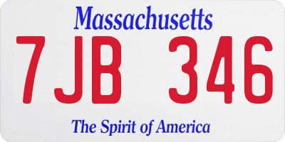 MA license plate 7JB346