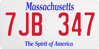 MA license plate 7JB347