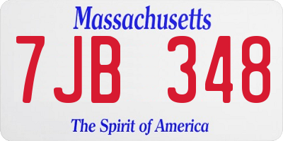 MA license plate 7JB348