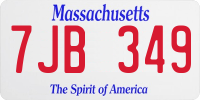 MA license plate 7JB349