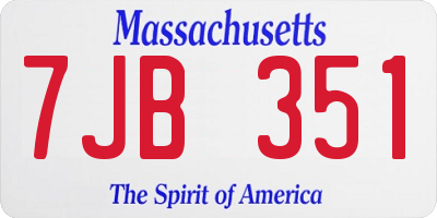 MA license plate 7JB351