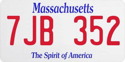 MA license plate 7JB352