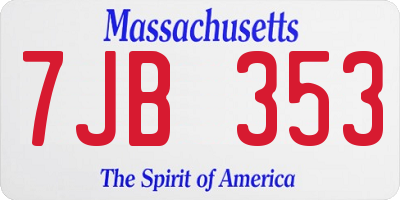 MA license plate 7JB353