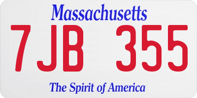 MA license plate 7JB355