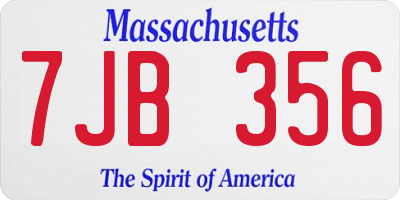 MA license plate 7JB356