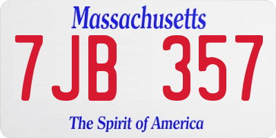 MA license plate 7JB357
