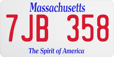 MA license plate 7JB358