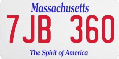 MA license plate 7JB360