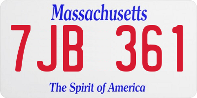 MA license plate 7JB361
