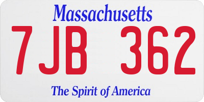 MA license plate 7JB362